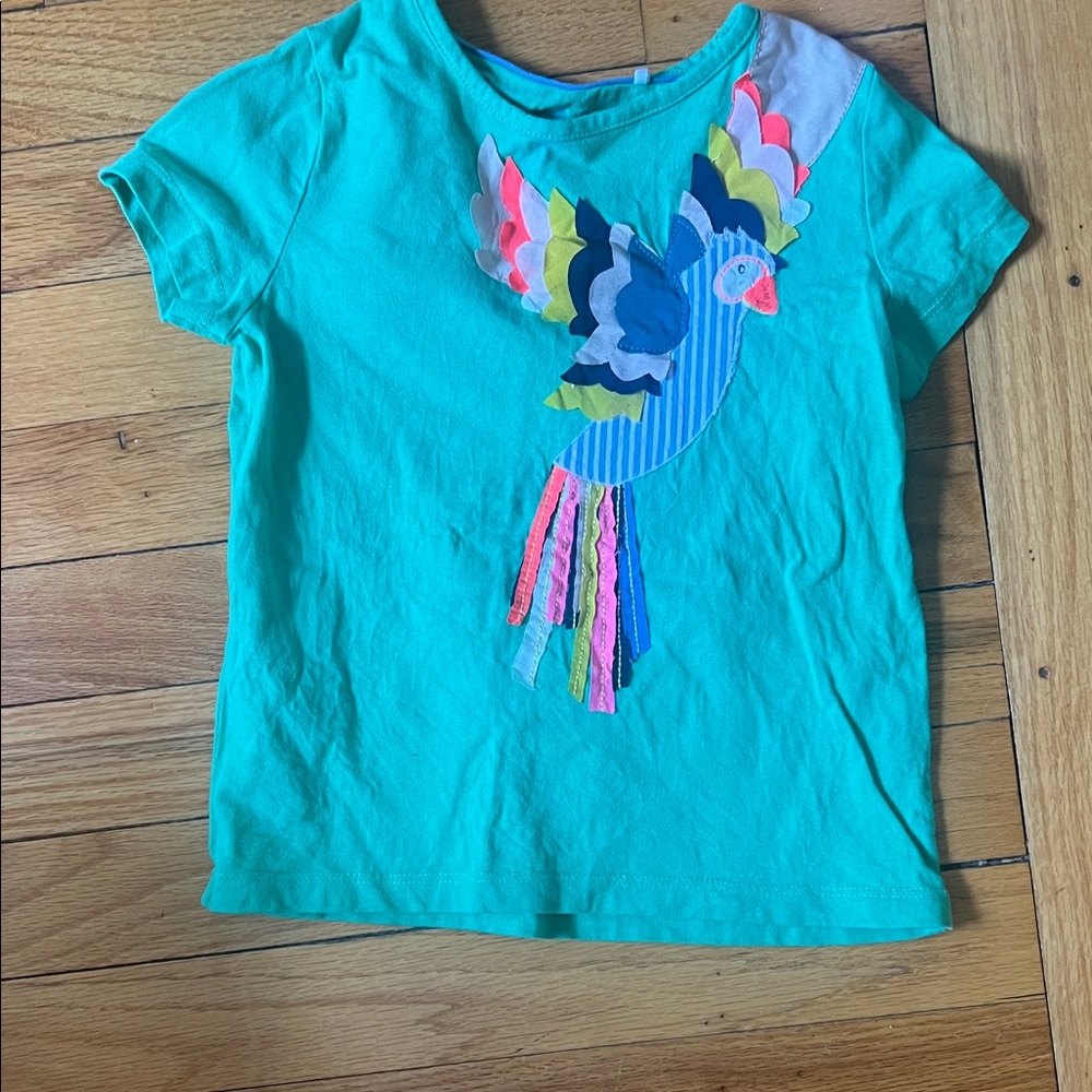 Mini Boden Green tee with vibrant bird